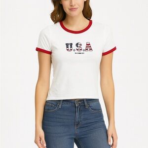 H&M Divided Size Medium White USA Baby T-Shirt